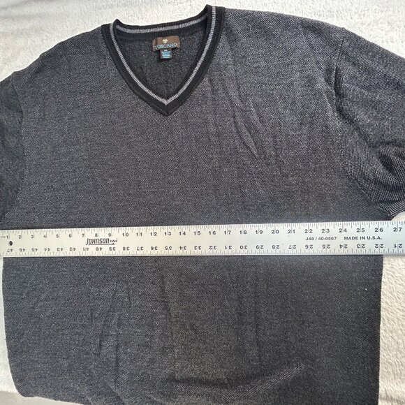Toscano Mens Extra Fine Merino Wool V-Neck Sweater XXL Heather Gray Pullover - Picture 6 of 7